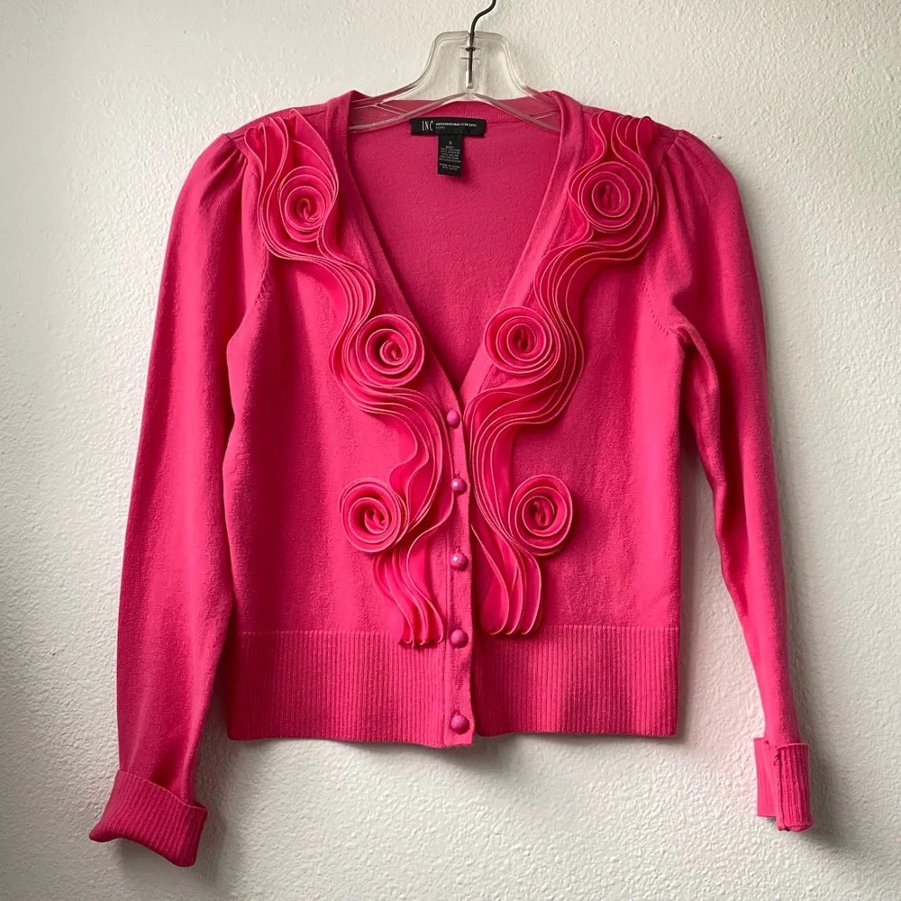 008. INC Pink Flower Sweater - Picture 2 of 9